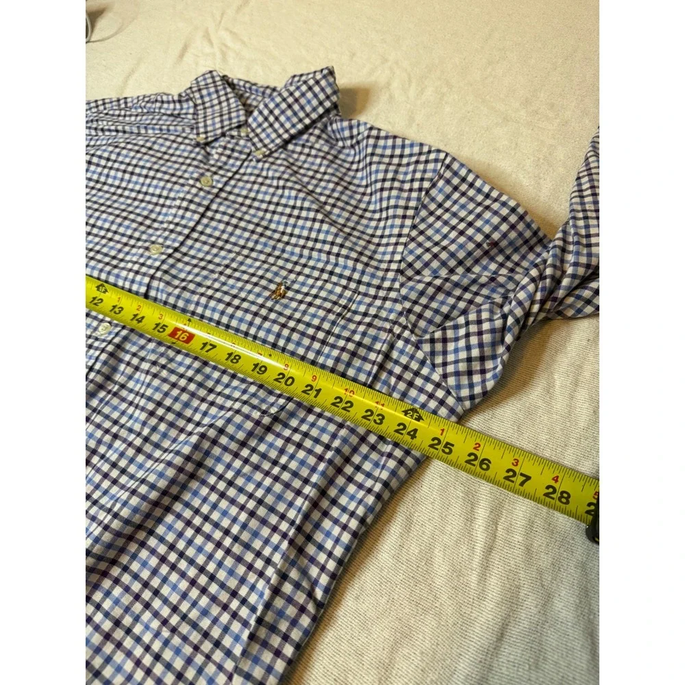 Polo Ralph Lauren Button Down Shirt Mens 2XL Blue Purple Plaid Long Sleeve Pony